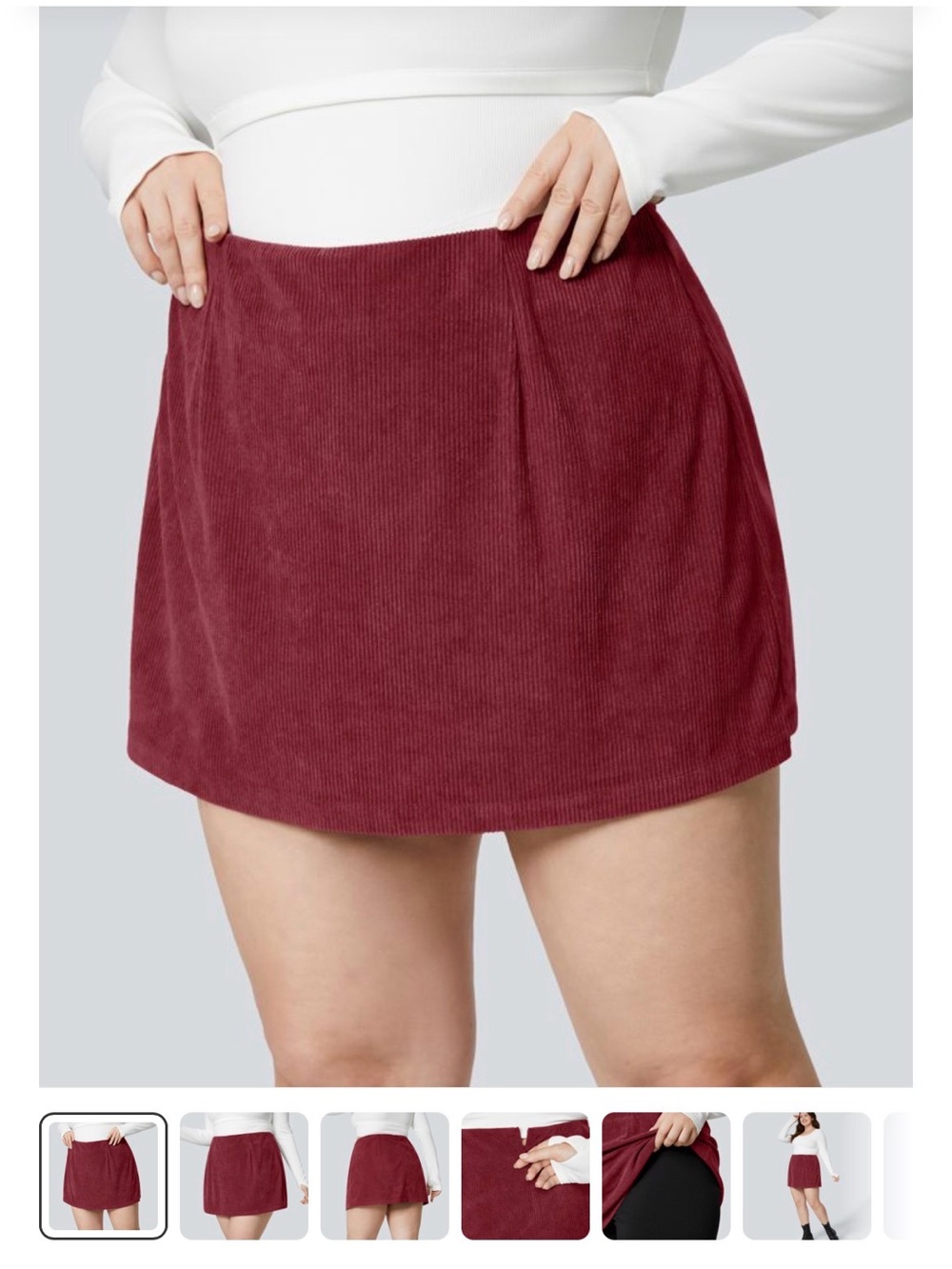 Halara Corduroy Mini Skirt in Deep Wine